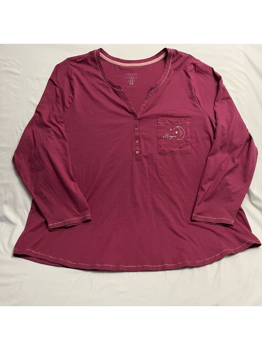 Voglo Magic Pajama Top Henley Shirt Celestial  Plus 3X